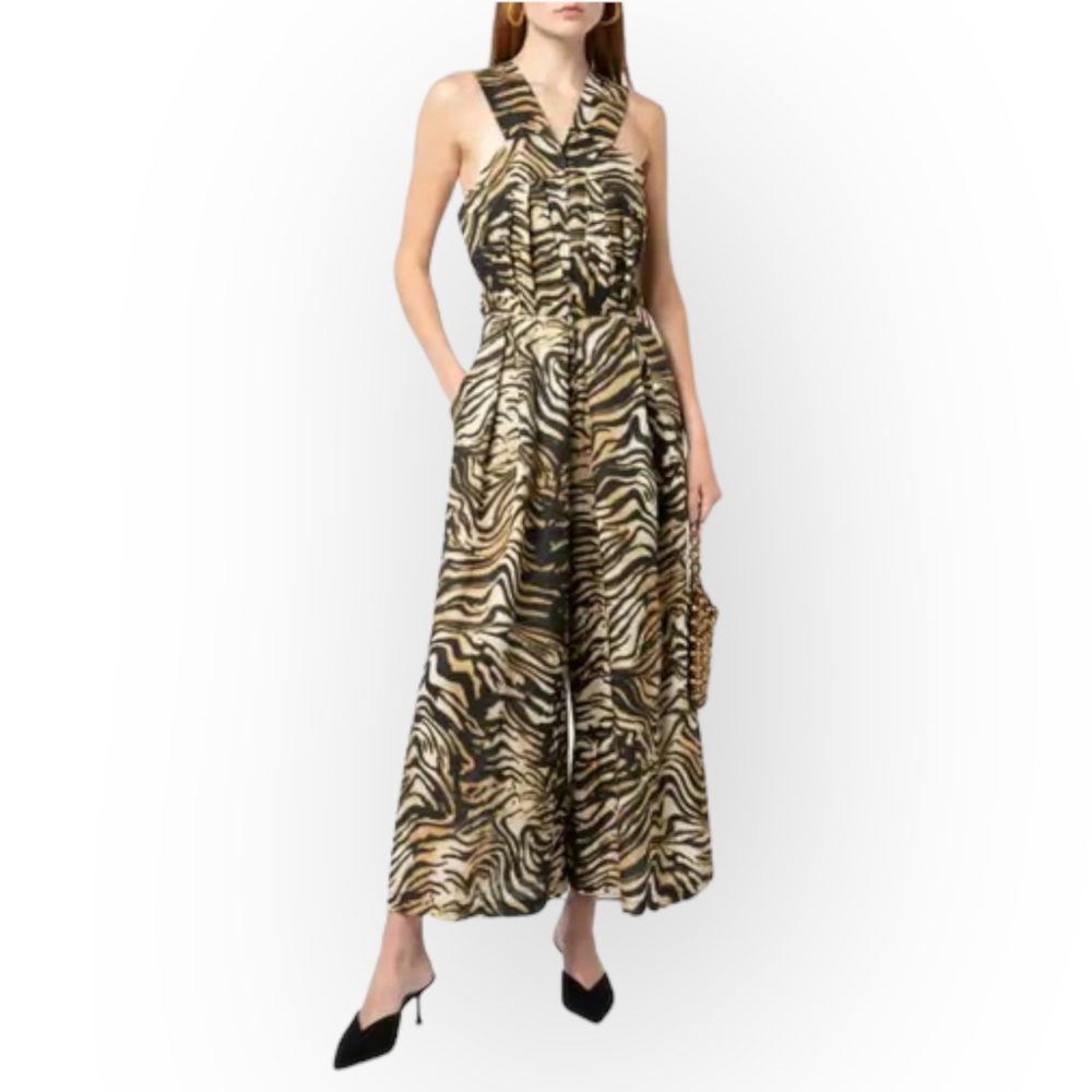 Rachel Comey Ines Animal-print Zip-front Jumpsuit In Brown, Size 0